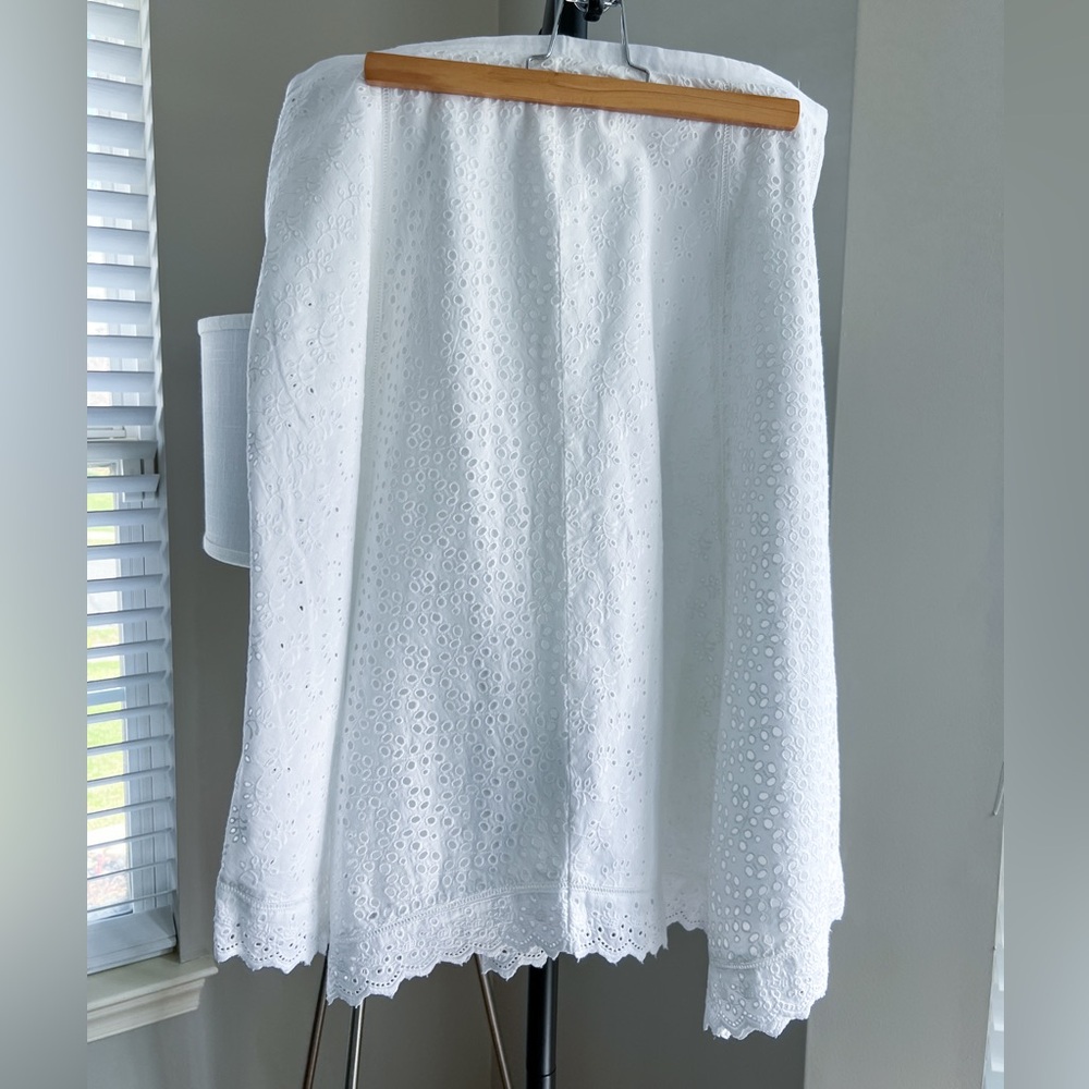 Ralph Lauren White Eyelet knee length Skirt Size 14